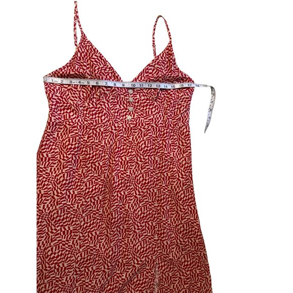 💖Urban Outfitters Red & White Print Maxi Dress With Buttons & Spaghetti Straps - Picture 5 of 7